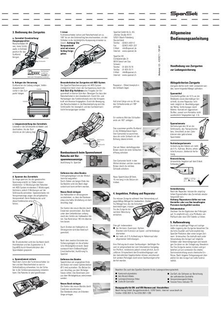 Allgemeine Bedienungsanleitung -  SpanSet GmbH & Co. KG