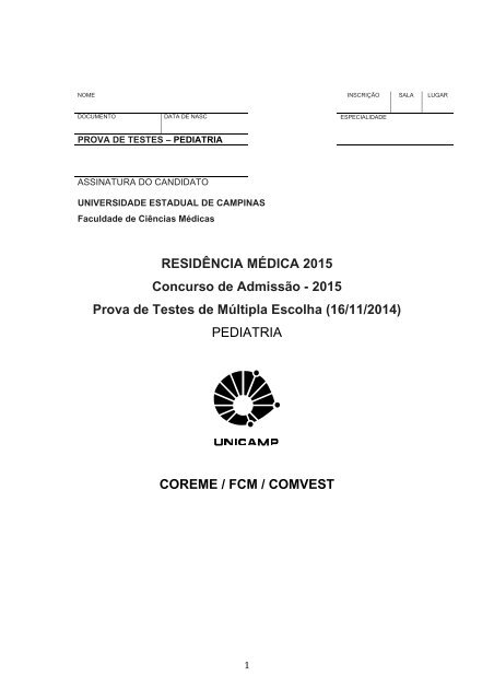 A Unicamp comenta suas provas - Comvest - Unicamp