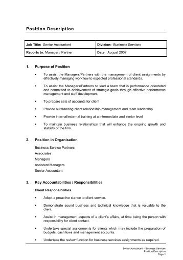 Senior Accountant Positions Description - Polson Higgs