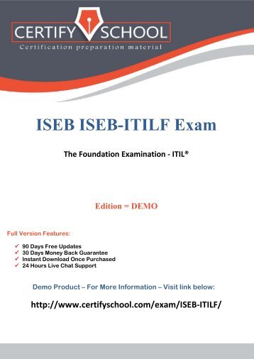 ISEB ISEB-ITILF CertifySchool Exam Actual Questions (PDF)