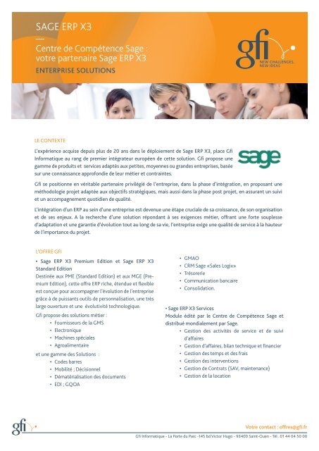 SAGE ERP X3 â - Gfi Informatique