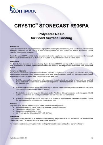 CRYSTIC STONECAST R936PA - Scott Bader