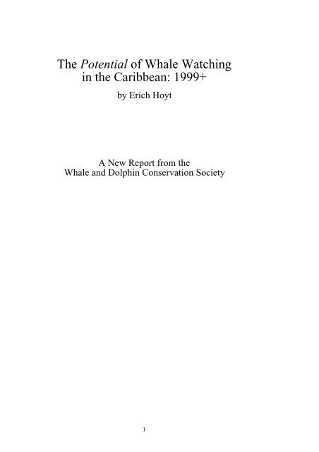 The Potential of Whale Watching in the Caribbean: 1999+