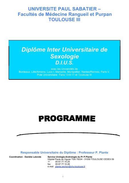 Programme - FacultÃ©s de MÃ©decine de Toulouse 3