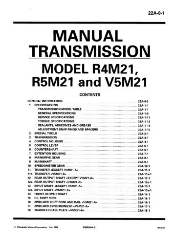 RWD Manual Transmission R4M21-R5M21-V5M21 ... - LIL EVO