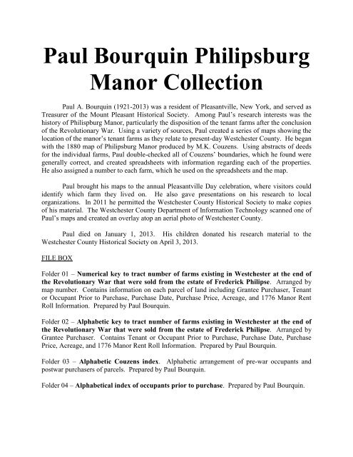 Paul Bourquin Philip.. - Westchester Historical Society