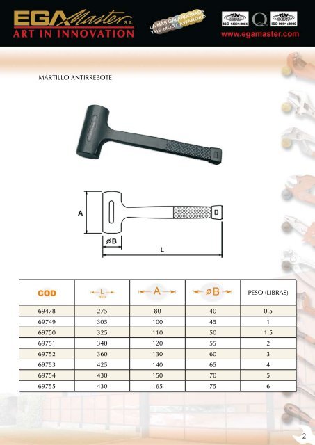 FICHA TÃCNICA MARTILLOS y PICOS - Ega Master