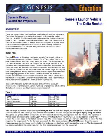 Genesis Launch Vehicle: The Delta Rocket - Genesis - NASA