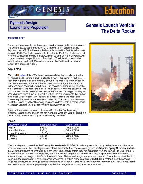 Genesis Launch Vehicle: The Delta Rocket - Genesis - NASA