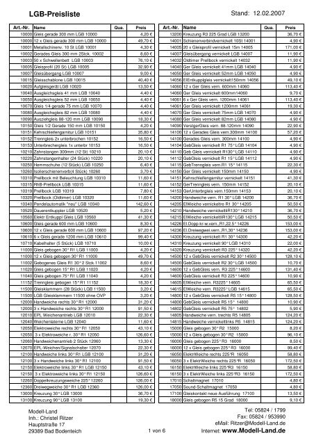 LGB_Preisliste 29_12_2006 - Modell-Land