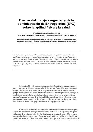 Dopaje sanguíneo epo marca y salud - Deporte Limpio