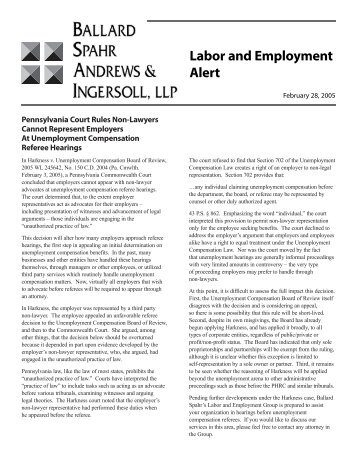 Labor and Employment Alert - Ballard Spahr LLP