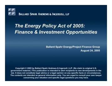 The Energy Policy Act of 2005 - Ballard Spahr LLP