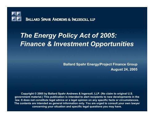 The Energy Policy Act of 2005 - Ballard Spahr LLP