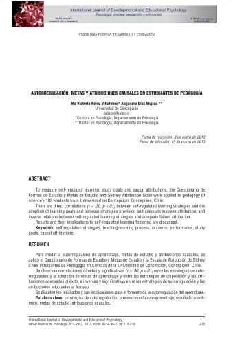 autorregulaciÃ³n, metas y atribuciones causales en ... - infad