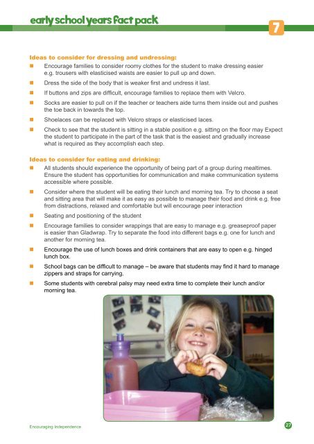 Early School Years Fact Pack - Cerebral Palsy Alliance