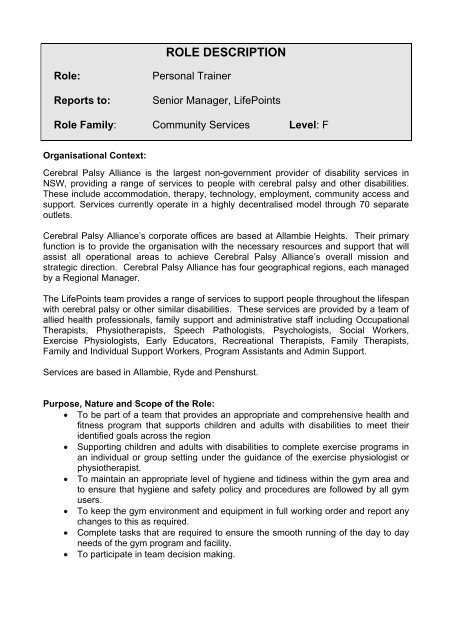 Role Description - Cerebral Palsy Alliance