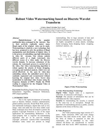 Robust Video Watermarking based on Discrete Wavelet ... - Ijcns.com