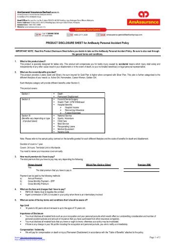 PRODUCT DISCLOSURE SHEET for AmBeauty ... - AmAssurance