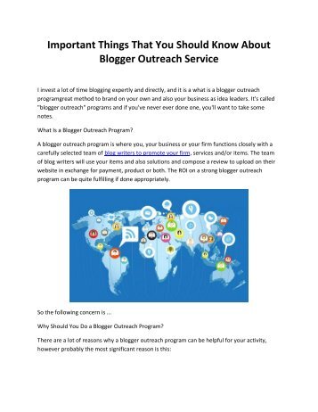 Important Things That You Should Know About Blogger Outreach Service