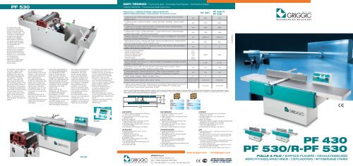 PF 430 PF 530/R-PF 530 - Griggio Woodworking Machinery