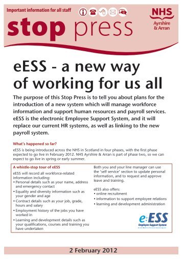 eESS - a new way of working for us all - NHS Ayrshire and Arran.