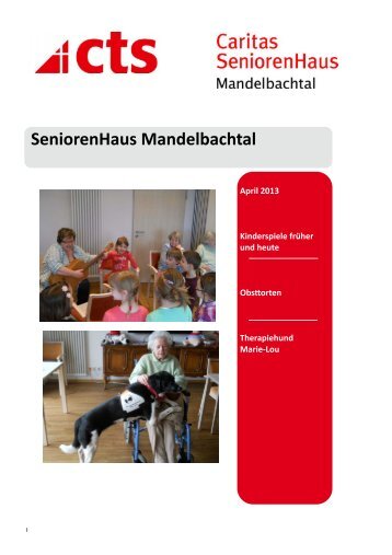 Hauszeitung April 2013 - Caritas SeniorenHaus Mandelbachtal