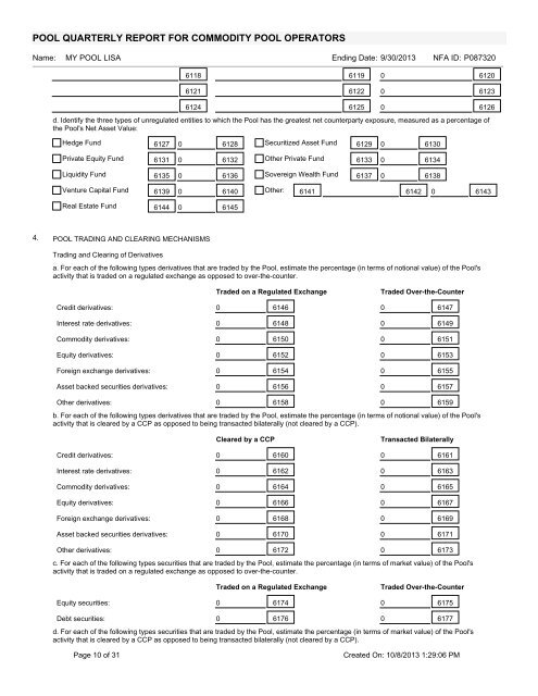 EasyFile CFTC Form PQR Template