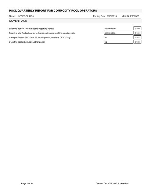 EasyFile CFTC Form PQR Template