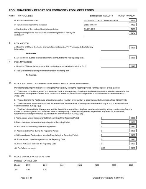 EasyFile CFTC Form PQR Template