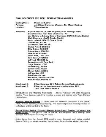 FINAL JB CHS Weapons Minutes Dec2012 Mtg - Smith | Associates