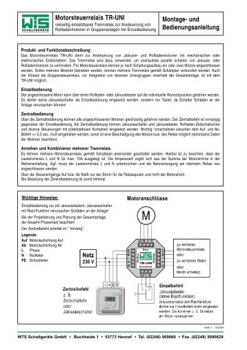 Bedienungsanleitung WTS Trennrelais TR-UNI - RollladenShop24.de