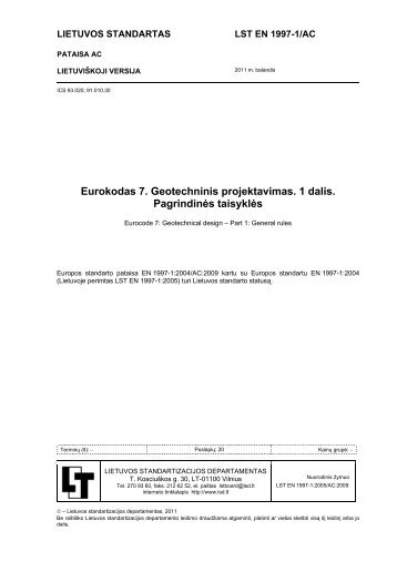 Eurokodas 7. Geotechninis projektavimas. 1 dalis. PagrindinÄs ...