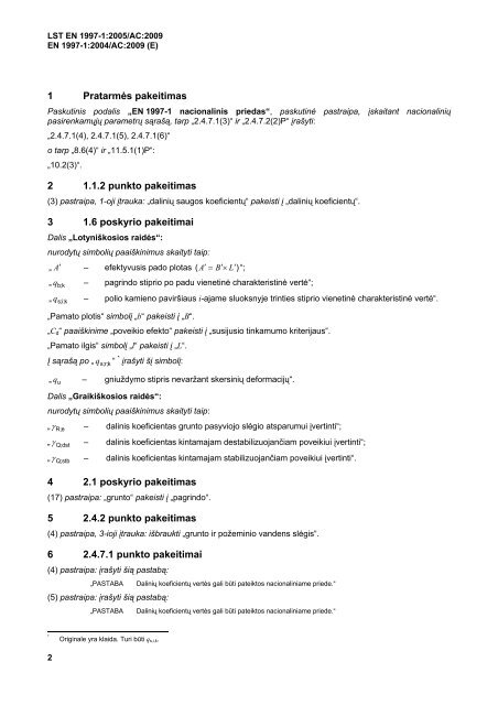 Eurokodas 7. Geotechninis projektavimas. 1 dalis. PagrindinÄs ...