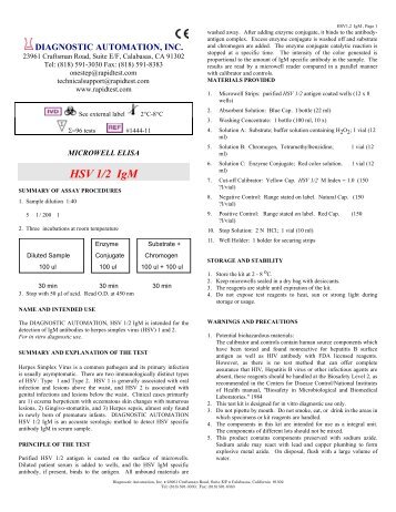 HSV 1/2 IgM - Diagnostic Automation : Cortez Diagnostics