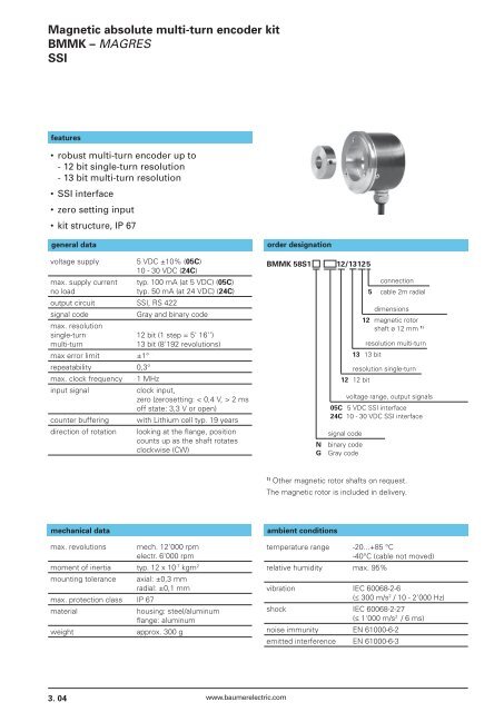 Magnetic absolute multi-turn encoder kit BMMK – MAGRES SSI