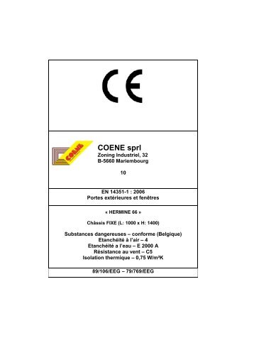 Coene Hermine 66 marquage CE FIXE - Triple vitrage ... - Proximedia