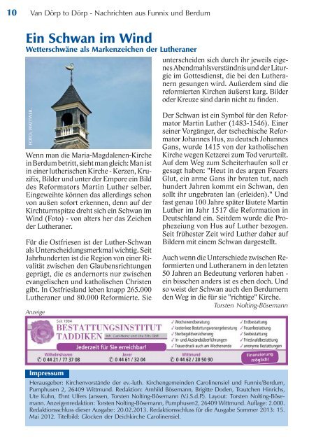 Ausgabe MÃ¤rz bis Mai 2013 - Ev. Kirchengemeinden Carolinensiel ...