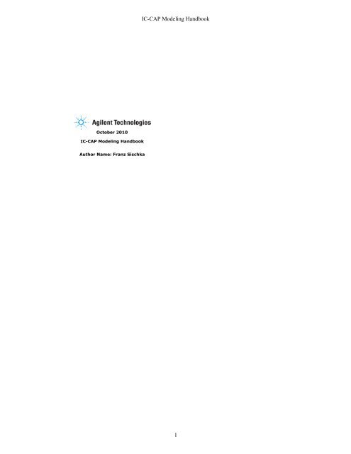 Ic Cap Modeling Handbook Agilent Technologies