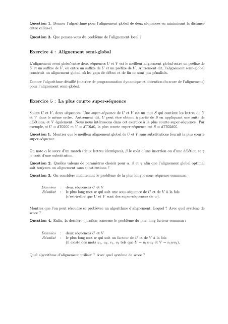 Exercices autour de l'alignement 2 `a 2