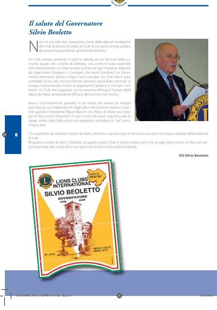 LIBRO lions XXV - Lions Club Savona Torretta