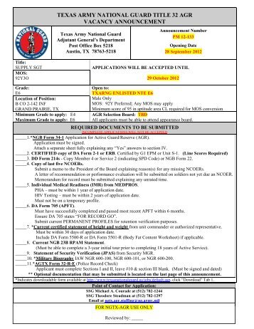 texas army national guard title 32 agr vacancy announcement ngb form 32