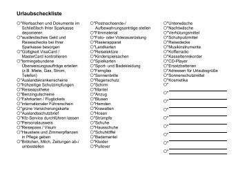 Urlaubscheckliste - Sparkasse Siegen