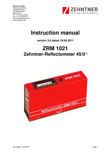 Instruction manual ZRM 1021 - Zehntner GmbH