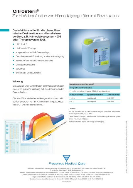 CitrosterilÂ® - Fresenius Medical Care