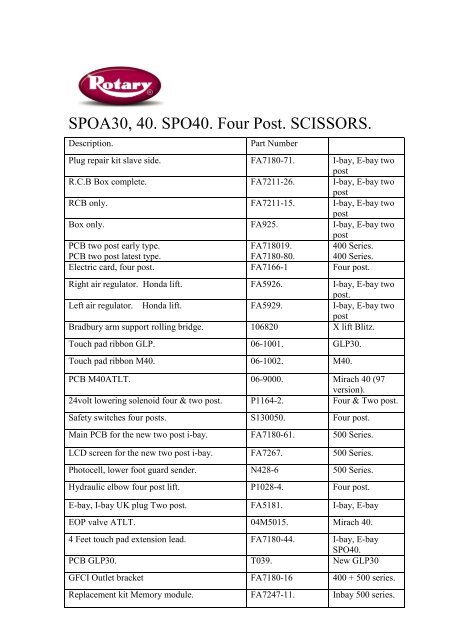 Spoa30 40 Spo40 Four Post Scissors Trade Garage