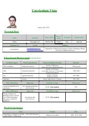 Curriculum Vitae - Shiraz Pharmacy School