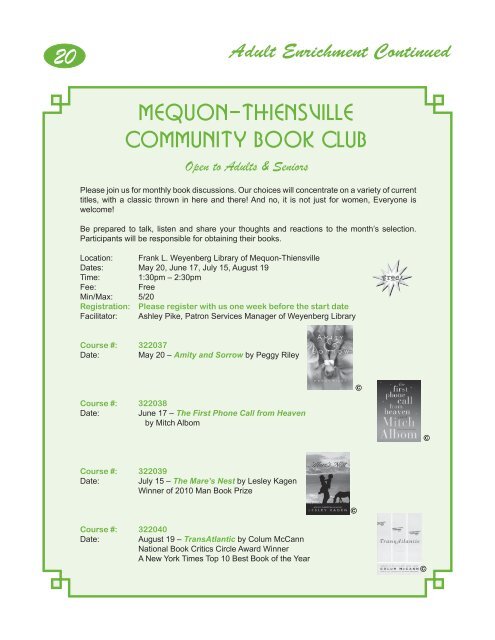 Recreation brochure - Mequon-Thiensville School District