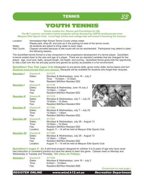 Recreation brochure - Mequon-Thiensville School District