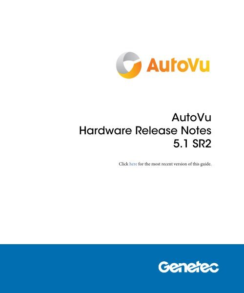 Autovu Hardware Release Notes 5 1 Sr2 Genetec